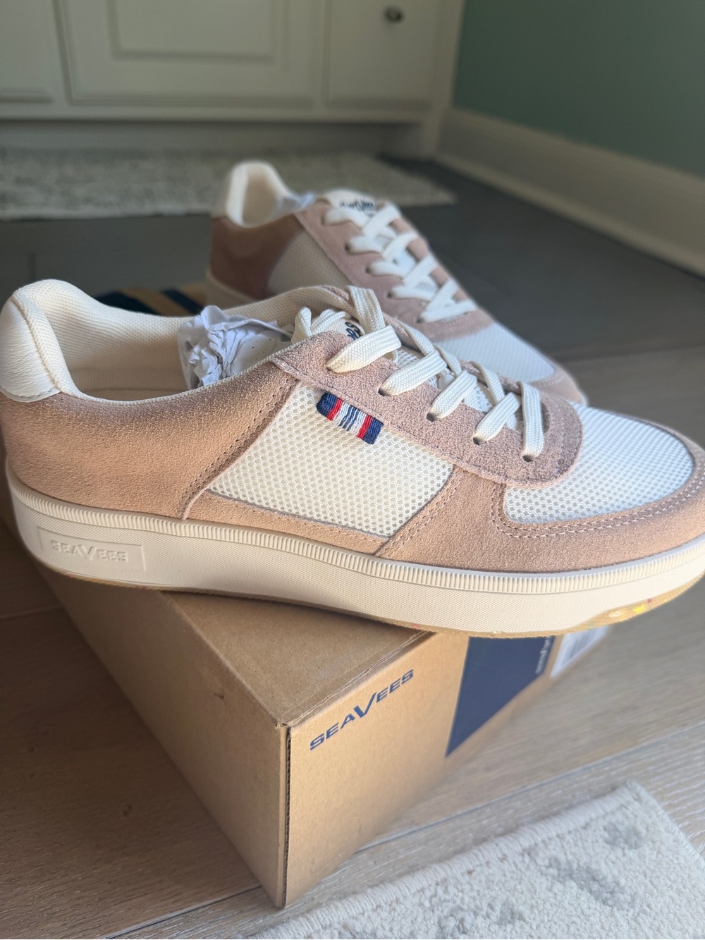 SeaVees Low-Top Sneaker in Sand Pink and White